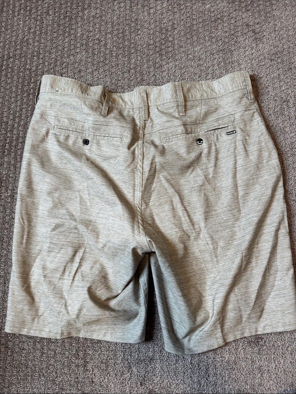 Hurley Men's Light Beige Flat Front Shorts - Picture 3 of 5